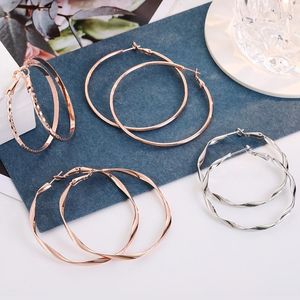 Kolczyki obręcze 7 cm osobowość Super Crystal Big Circles for Women Fashion Gold Srebrny kolor biżuterii okrągłe koło