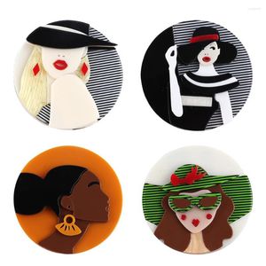 Broches Design punk Lady Cool Wear Big Hat Acrylic for Women Elegante Broche Brilhão Pinos de Lappel Jewelry Gifts Gifts Gifts