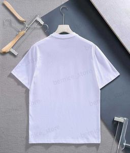 남성용 티셔츠 패션 여름 티 남성 Tshirts 어깨 느슨한 짧은 슬리브 승무원 목 티셔츠 페이징 천 프린팅 ​​커플 힙합 Tshirt t230505