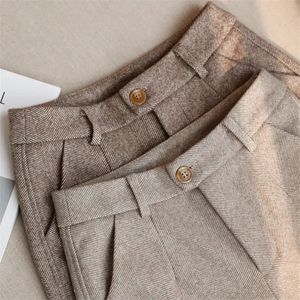 Calças femininas capris calças de lã harem lápis calças outono inverno cintura alta casual terno calças senhora do escritório calças femininas 231128