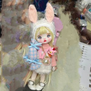 Dolls 16cm Wig Bjd 13 Movable Joint Hand Make UP bjd Toy with Dress Cute Round Face Mini Birthday Gift for Girl 230427