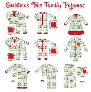 Clothing Sets Baby Cotton Long Sleeve T shirt Set Round Neck Trees Prints Boy Green Top Clothes And Pants Suit Romper Christmas Family Pajamas 231128