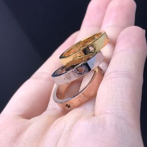 Double Letter Cuff Ring Hollowed Out Star Couple Opening Adjustable Wedding Rings Women Fashion Jewelry Gifts With Box