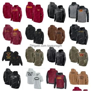 Hommes Femmes Jeunes WashingtonCommandershoodies 2023 Brown Salute To Servicenflfootball Plover Performance Fl-Zip Sweats à capuche Noir Gris Drop Dhcwt