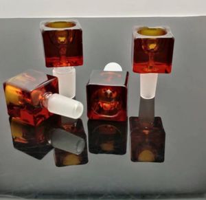 Szklane rury palenia produkuj ręcznie mokry Red Brown Glass Square Bubble Head