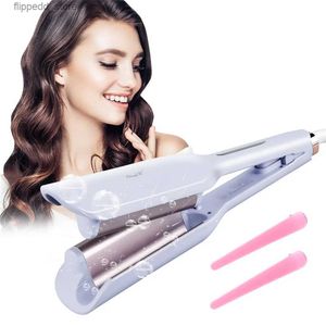 Curling Irons CkeyiN 32mm Hair Curler Negative Ion Curling Iron LED Display Adjustable Temperature Wavy Ceramic Fast Heating Hair Styling Tool Q231128