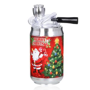 Senaste färgglada jultomten Claus Christmas Smoking Bong Pipes Kit Portable Tank Form Travel Bubbler Tobacco Filter Spoon Bowl Hookah Waterpipe Dabber Holder DHL