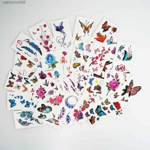 Tattoos Colored Drawing Stickers 30PcsPack 3D Butterfly Flower Feather Pattern Temporary Tattoo Sticker Small Size Body Arm Shoudler Wrist Fake Tattoo StickerL23