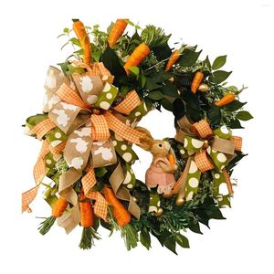 Fiori decorativi Ghirlanda di Pasqua per la porta d'ingresso Carino con uova d'oro Piante artificiali Carota Primavera Decorazione della parete di casa