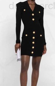 Basic & Casual Dresses designer luxury Home Decoration Button Details Ribbed Mini Dress, Small Fragrant Knitted Dress Women's Autumn 2023 NRJL