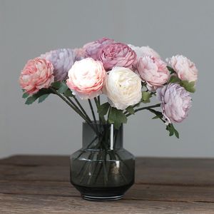 Flores decorativas grinaldas nordictea rosa artificial peony casamento buquê de seda FLORES DIY FLORES DE CASA DOME