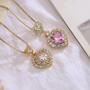 Pendant Necklaces Bling Heart Shaped For Women Girls Classical Design With Cubic Zirconia Vintage Party Dating Jewelry