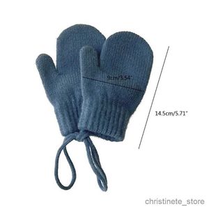 Kinder-Fäustlinge, Paar, bonbonfarbene Strickhandschuhe, zum Aufhängen am Hals, warme Winter-Fäustlinge R231128