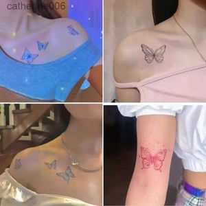 Tatuaggi Adesivi colorati per disegni Adesivi per tatuaggi 30 pezzi / set Simulazione per donna Colore Farfalla Modello Clavicola Braccio Tatuaggio temporaneo impermeabileL231128