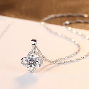 Designer 3A Zircon Windmill s925 Collana con ciondolo in argento Moda donna Marchio di lusso Micro Set Zircone Collana con trifoglio Fascino Collare femminile Catena Gioielli di fascia alta