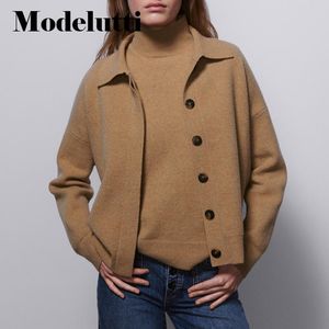 Cardigans Modelutti 2022 New Spring Autumn Fashion Sweater Cardigans女性ソリッドカラーシンプルな気質カジュアルトップ