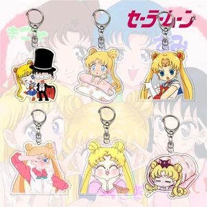 Keychains Japan Anime Beautiful Girl Keychain Figures Acrylic Key Chain Ring Car Keyring Accessories Trinket Gifts Wholesale