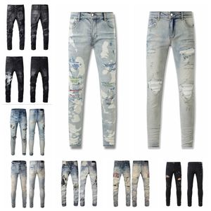 pantaloni da uomo jeans firmati per jeans da uomo Pantaloni da trekking strappati Hip hop High Street Fashion Brand Pantalones Vaqueros Para Hombre Ricamo motociclistico Aderente