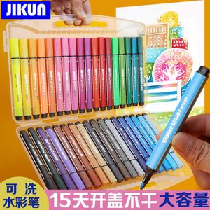 12pcsWatercolor Brush s JIKUN 12/18/24/36/48 Marker Painting Water Color Pen Set Washable Children Kawaii Kids Drawing Material Art Supplies P230427