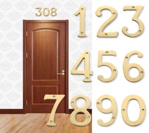 Nyhetsartiklar Flat Apartment Brass Door Numbers House Adress Metall Alfabet Vintage Dörrplatta Plack Polerad belagd Mailbox8161355