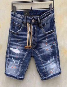 2022 Marke Herren Sommer Kurzjeans Fashion Casual Slim Ripped Fake Reißverschluss Jeans Shorts für Men Street Punk Blue Jean Shorts8910348