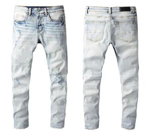 Mens Jeans Angel Kid Print för unga killar RIP Slim Fit Skinny Man Pants som bär cyklist denim Stretch Cult Stretch Motorcykel Trendy1455069