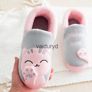 home shoes Children Indoor Slippers Winter Warm Shoes Kids Mum Dad Home Floor Slipper Cartoon Style Anti-slip Boys Girls Cotton Footwearvaiduryd