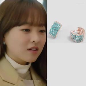 Stud Earrings Korean Drama The One Day Destruction Entered Front Door Of My House Park BoYoung Same Style High Quality Turquoise