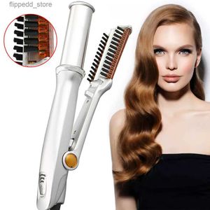 Curling Irons Curling Iron New Fashion Hair Starten Professional 2 In 1 Hair Curler Hair Brush 360 Degree Rotating Curler Dropshipping Q231128