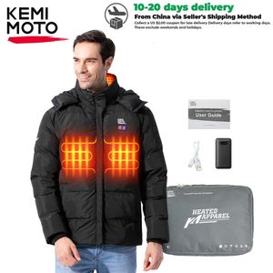 Erkekler Down Parkas Kemimoto Motosiklet Isıtmalı Ceket Pamuk Giysileri Ceket Erkekler USB Güç Bankası Isıtma Ceket Kayak Yürüyüş Kış Sıcak Giyim 231213