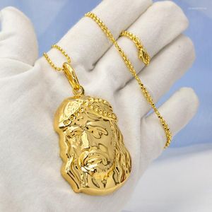 Pendant Necklaces Necklace Santa Head Pattern African Dubai Hip Hop Men Women 24K Gold Plated Filled Fashion Jewelry Accessories Gifts