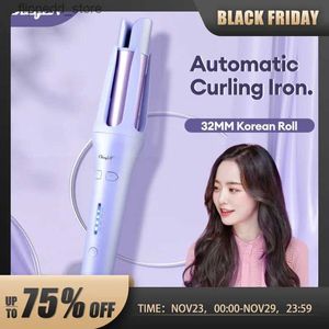 Curling Irons Ckeyin Automatisk hår Curler 32mm Auto Rotating Ceramic Hair Roller Professional Curling Iron Curling Wand Hair Waver Q231128