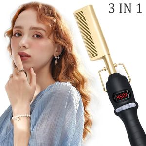 Hair Straighteners Comb Straightener for Wigs and African Hair Flat Irons Fast Heating Straightening Brush Straight Curler Roller Styler Tool 231127