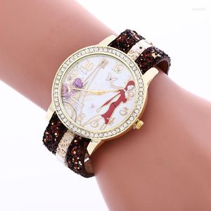 Orologi da polso 100 pz / lotto 916914 Fashion Cute Girl Torre Eiffel Lady Orologio in pelle Flower Dial Wrap Orologio da polso al quarzo all'ingrosso