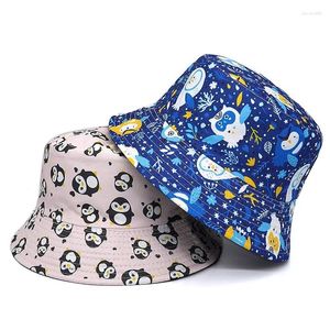 Berets Cute Cartoon Animal Print Bucket Hats Women Men Summer Sunshade Panama Female Outdoor Travel Sunscreen Fishing Fisherman Caps