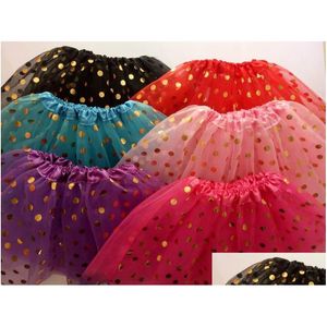 Kjolar försäljning guld polka dot kid flickor tutus kjol dansklänningar mjuka balett barn pettiskirt kläder droppleverans baby barn mater dhrp3