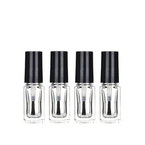 Garrafas vazias de esmalte para unhas de 4 ml em formato quadrado garrafas transparentes com tampa de escova para cosméticos DIY Xvwmr