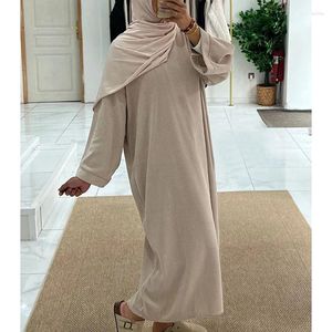 Etnik Kıyafetler kadife Abaya Kışla Yan Cep Kalın Sıcak Eid Ramazan İslami Yüksek Nitelikli Müslüman Kadınlar Uzun Kollu Mütevazı Elbise