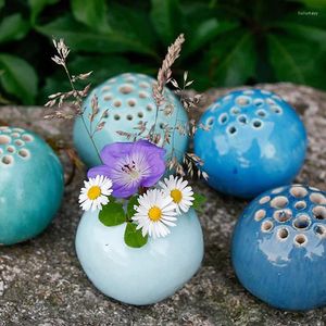 Vases Ceramic Handmade Vase Flower Stone Table Decor Round With Holes Ornaments For Living Room