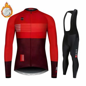 Maglia da ciclismo Set KBORA Set da bicicletta invernale Bike Team Manica lunga in pile termico Abbigliamento sportivo Tuta da corsa per uomo Ropa Ciclismo 231127