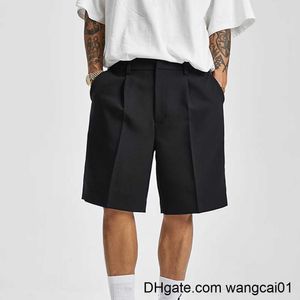 wangcai01 Men's Shorts Short Men Straight Summer Chic Fashion Solid Popular Casual Loose Trend Ma Korean Suit Short Knee ngth Tousers Streetwear