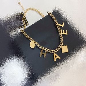 Lyx design halsband 18k guld pläterad rostfritt stål halsband choker kedja tofsels brev hänge mode kvinnor bröllop smycken kärlek gåvor tillbehör