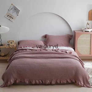 Blankets Waffle 100% Cotton Summer Sleeping Quilt Cover Lace Bedding Sheet Baby Comforter Soft Fabric Bedspreadvaiduryd Blanket