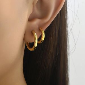 Brincos de parafuso prisioneiro simplicidade chapeamento de ouro brinco para mulheres redondo retro superfície lisa cobre anel de orelha moda jóias emparelhamento diário