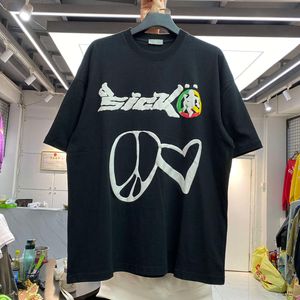 Nuovo prodotto estivo Creativo Sicko Lettera Love Printing T-shirt di marca di moda girocollo a maniche corte in cotone allentato hip-hop da uomo e da donna