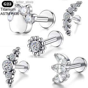 Stud 1pcs G23 Titanium Piercing Stud Ear Tragus Broskörörhängen 16G Ball LaBret Lip Zircon Opal Lobe Helix Daith Body Jewelry YQ231128