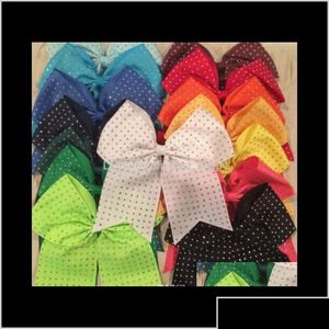 Akcesoria do włosów Veet Wstążka Niestandardowy butik ręcznie robiony duży 8 -calowy duży dhinestones Cheerleading Hair Akcesoria Grosgrain Cheer Bow W dhxki