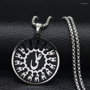 Pendant Necklaces 2023 Fashion Persian Poetry Stainless Steel Necklace For Men Black Color Statement Jewelry Collares N19492