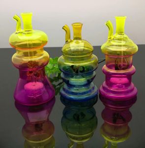 Glass Pipes Smoking Manufacture Hand-blown hookah Multiple colored shaped glass water pipe kettles with ultra quiet sound