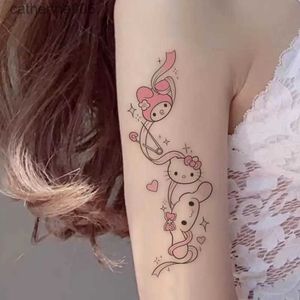 Tattoos Colored Drawing Stickers 10pc Cartoon Cat Flower Arm Temporary Tattoo Stickers Waterproof Pink Lovely Watercolor Wrist Chest Clavicle Art Fake TattooL231